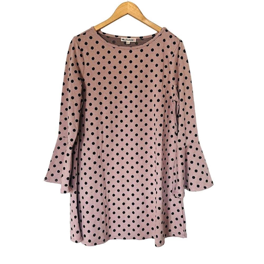 Wallflower Knit Polka Dot Bell Sleeve Tunic Sweater Dress Size XL NWT Pink Black - Picture 7 of 7